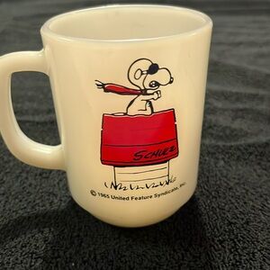 1965 Fire King Snoopy Red Baron Glass Mug